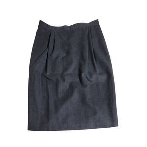 Liz Claiborne Collection Gray Wool Pleated Pencil Skirt Vintage Size 10 Charcoal